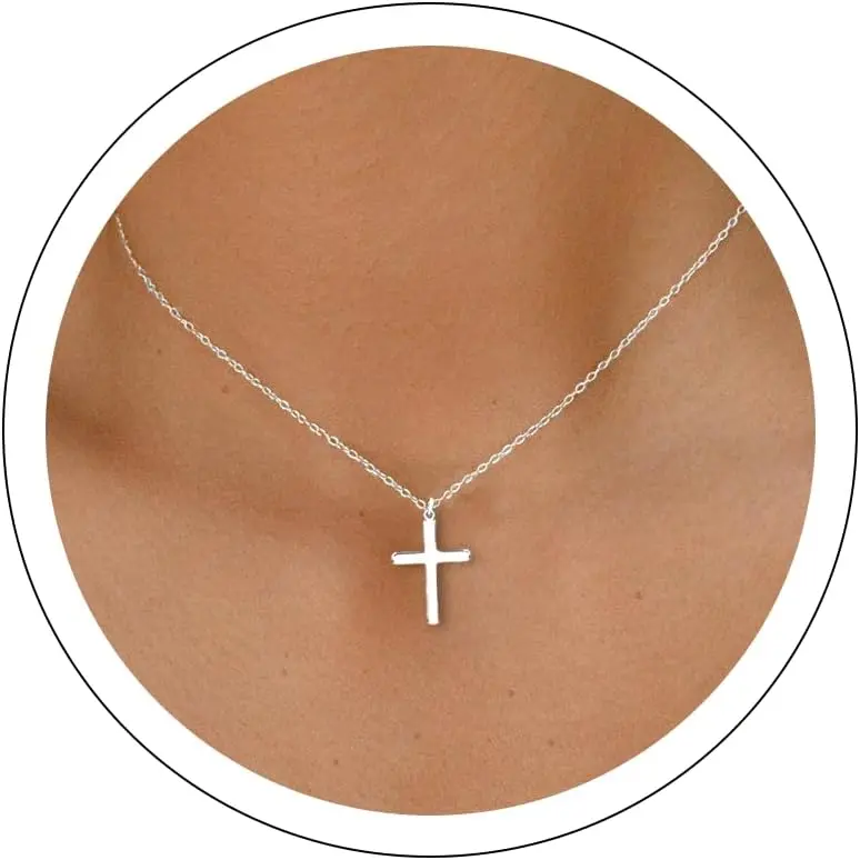 Cross Necklace for Women 925 Sterling Silver Pendant, Dainty Simple Cross Jewelry, Trendy Silver Necklace, Minimalist Faith Jewelry Gift