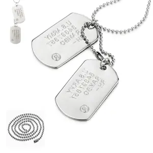 Classic Two-Pieces Military Dog Tag Pendant Necklace for Men, Tactical Army Style Necklace with Adjustable Hollow Ball Chain, Vintage Masculine Jewelry Accessories for Daily Outdoor Casual Dress & Gifts