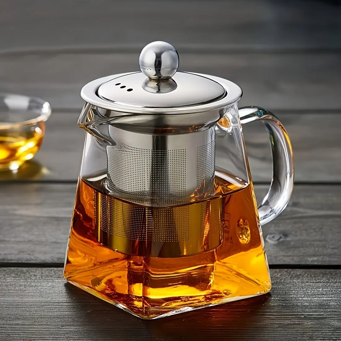 Thick High-Temperature Glass Teapot, 19.4/12.3oz, Stainless Steel Filter, Large Capacity, Ideal for Herbal Tea, Tea, Flower Tea, Home Use, Tea Infuser Pot