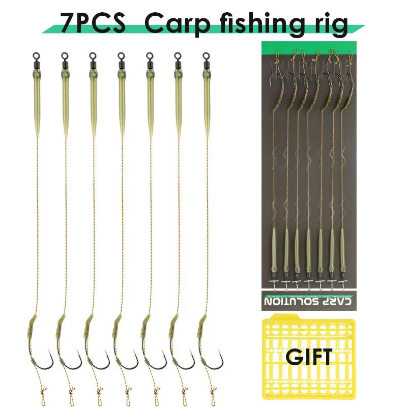 7-Piece European Carp Fishing Rig Set, Includes Hooks, Hair Rig, Treble Hooks, Fishing Tools, Essential Gear for Carp Anglers, Fishing Kits, Fishing Gear and Equipment