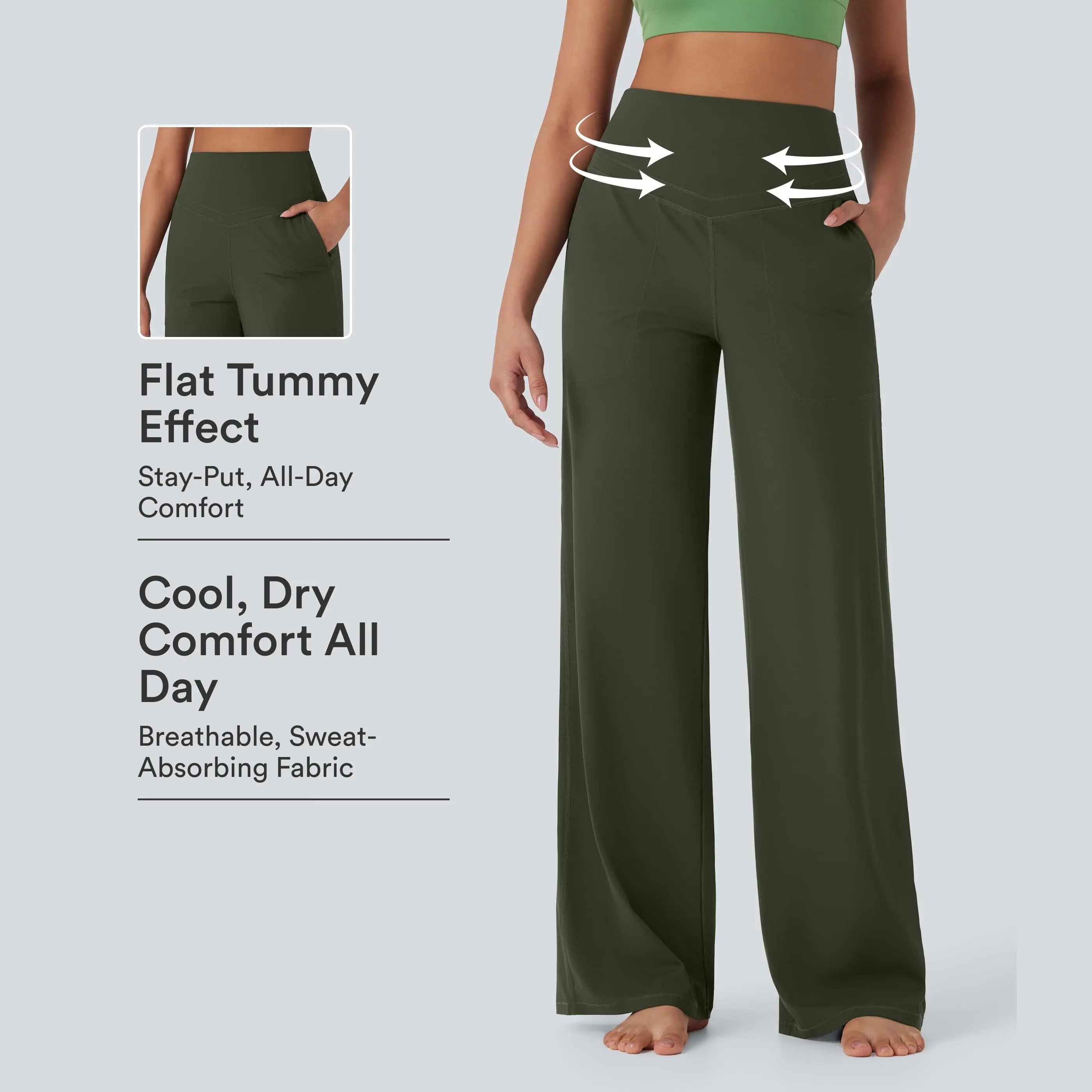 Halara UltraSculpt High Waisted Tummy Control Straight Leg Yoga Pants with Pockets