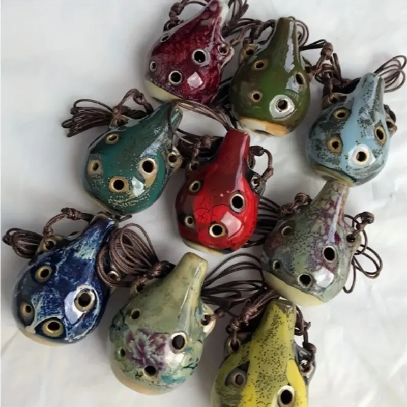 Vintage Style 6 Hole Mini Alto C Ocarina, Portable Handmade Ceramic, Glazed Finish, Random Color, Perfect for Music Lovers