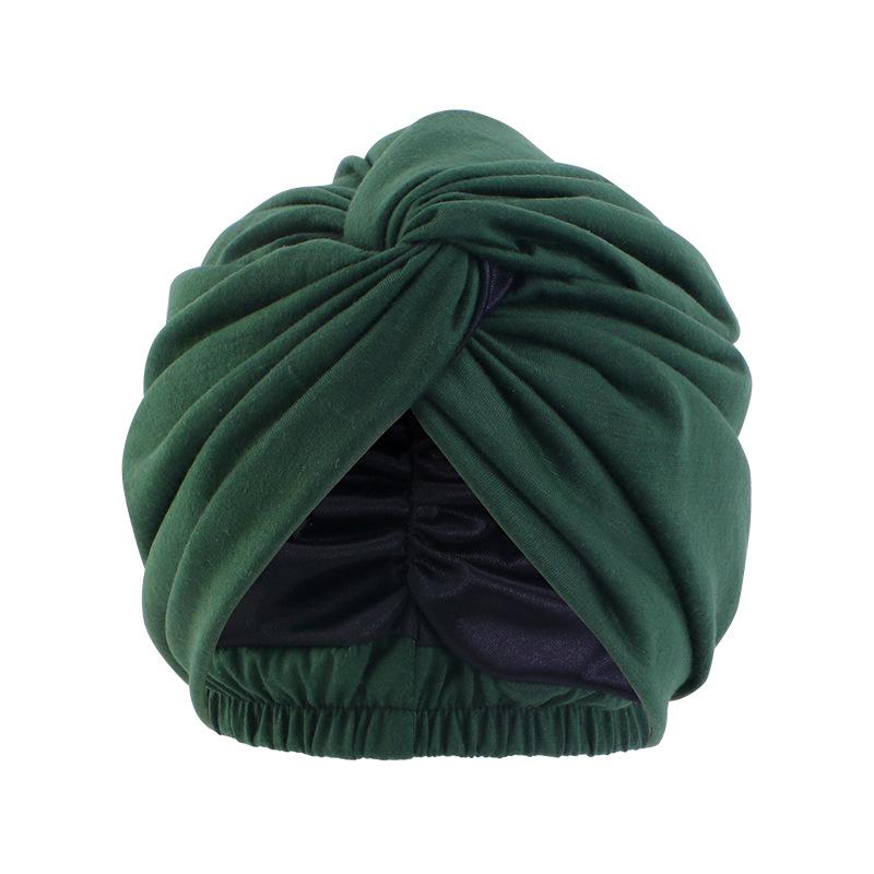 Double Layer Satin Indian Turban, Elastic Cross Twist Chemo Head Wrap