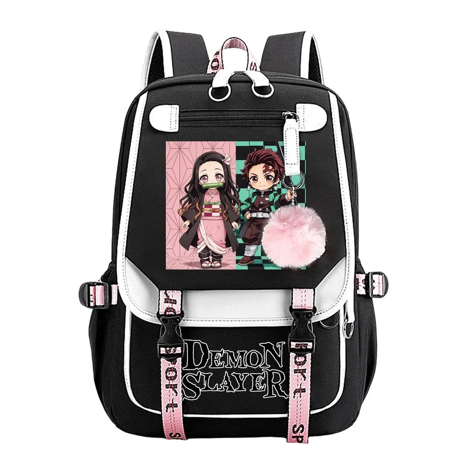 Nezuko Kamado、Tanjiro Kamado- Trendy Youth Backpack for Boys & Girls, Large Capacity Anime Aesthetic Laptop Backpack for Teens, Breathable Adjustable Straps, Aesthetic Must-Have Gift | 11.4''×18.1''