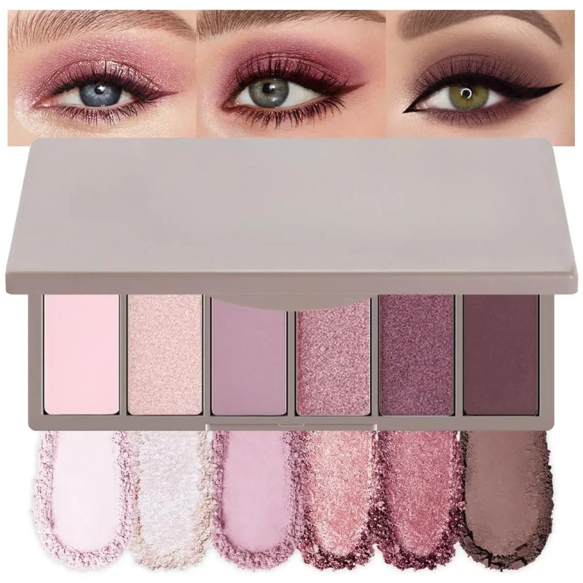 Highly Pigmented Mini Eyeshadow Palette in Rose, Mauve & Plum Tones, Long-Lasting, Waterproof & Smudge-Proof Vegan Makeup, Cruelty-Free Formula