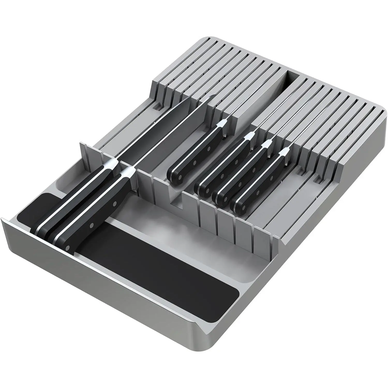 Knife Drawer Organizer, Large Capacity In-Drawer Knife Block Set Holds 20 Knives and 1 Sharpening Steel (Not Included), Suitable for Knife Organizer for Kitchen Drawer