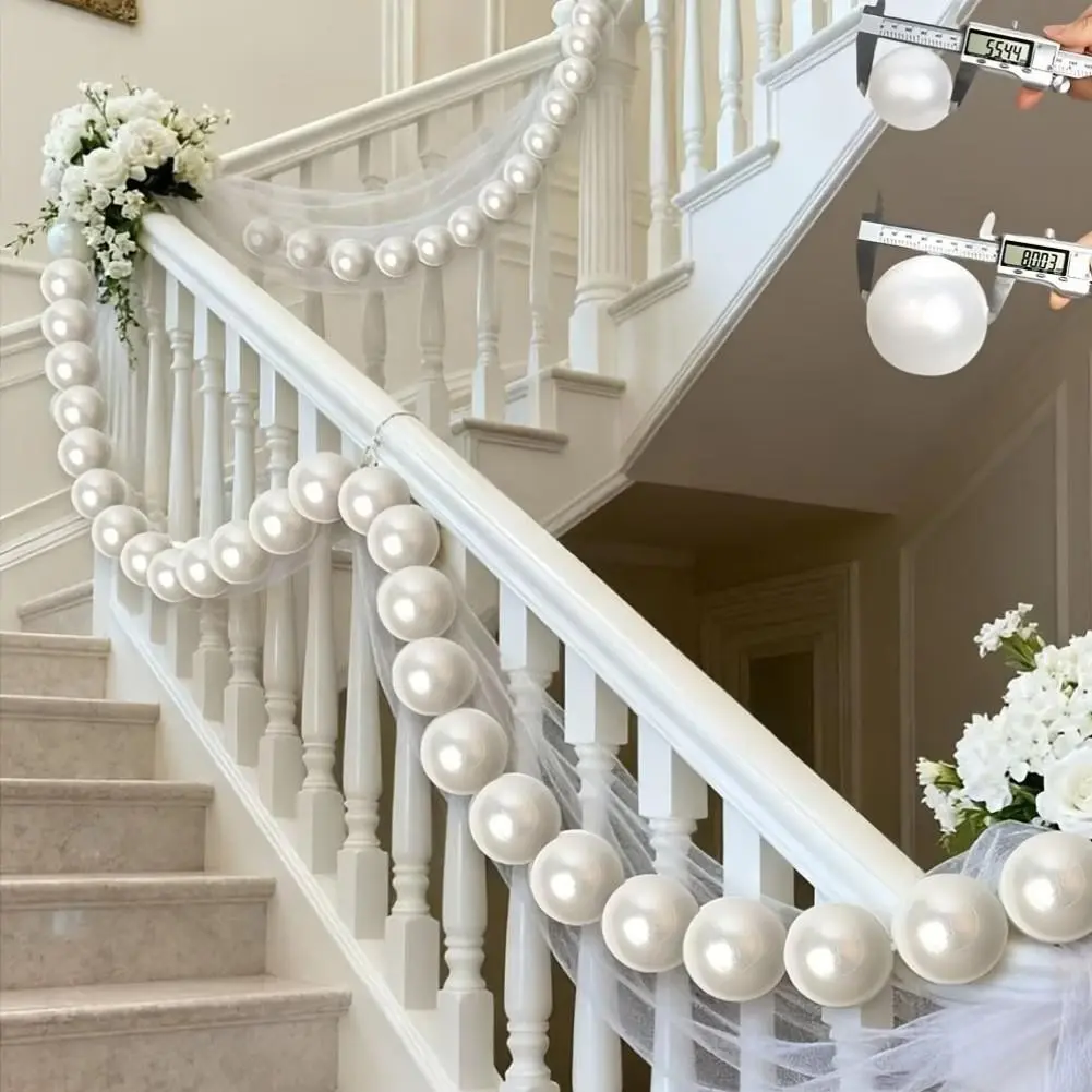 20Pcs 8cm White Faux Pearl Garland String, Artificial Pearl Hanging Ornament for Wedding, Christmas Tree, Stair & Party Home Decor, Decorative Ornaments