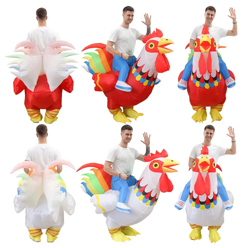 Funny Inflatable Rooster Costume, Ride-On Blow-Up Clothes for Men, Animal Outfit for Halloween and Festivals, Fz1604 Red Rooster Adult 155-190Cm