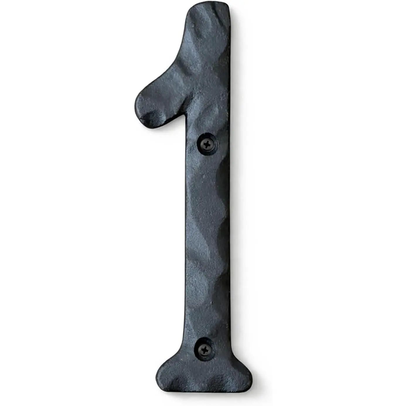 5.5 in Black Metal Iron Outdoor Wall House Address Sign Number 1, Rustic Exterior House Number with Mounting Hardware, Signs