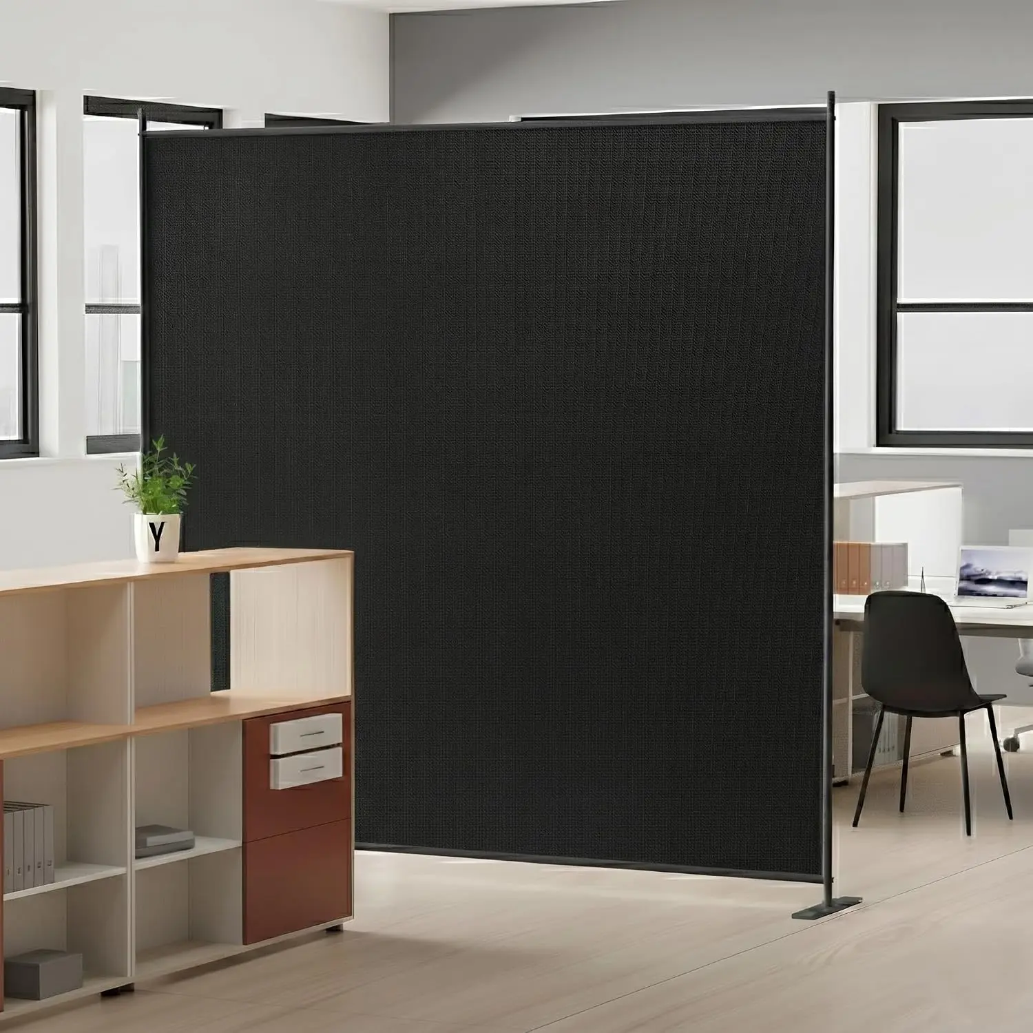 6 ft Tall Indoor Folding Room Divider, Portable Privacy Screen, Freestanding Partition Separator, Temporary Wall Separation for Bedroom, Office, Black, 1-Panel