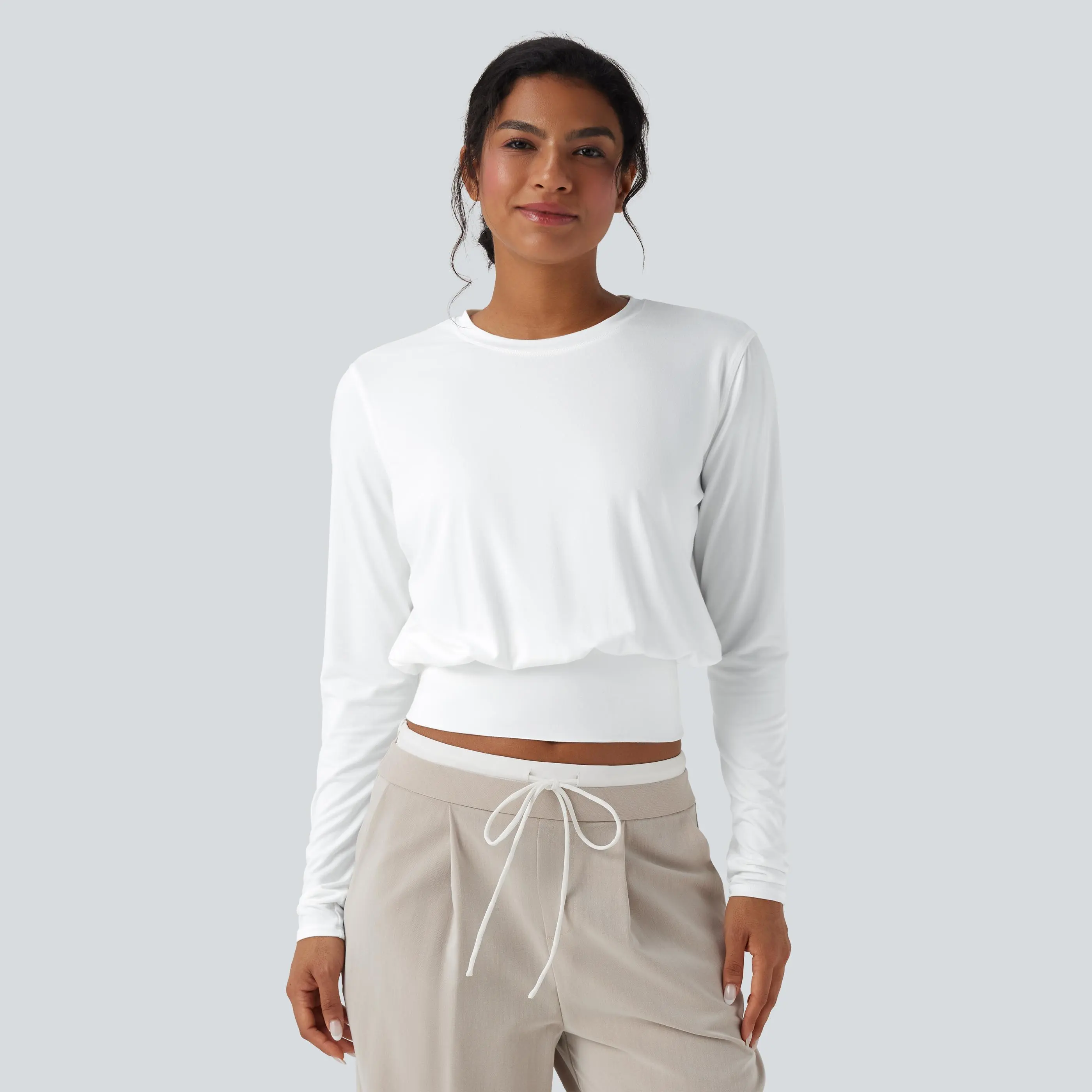 Halara Round Neck Long Sleeve Work Top
