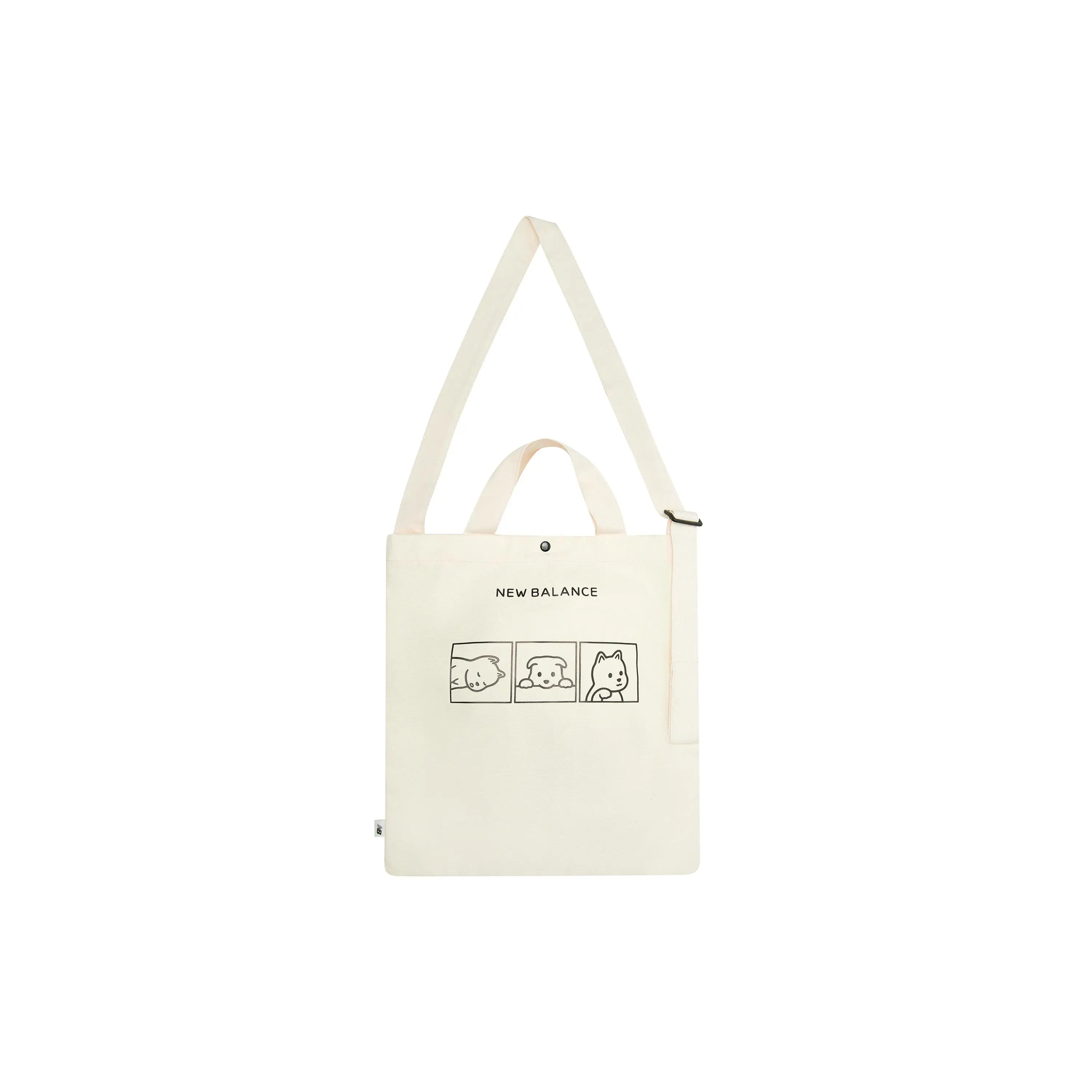 New Balance × Noritake Canvas Tote Bag – Unisex Crossbody Shoulder Bag with Letter Print, Ivory White