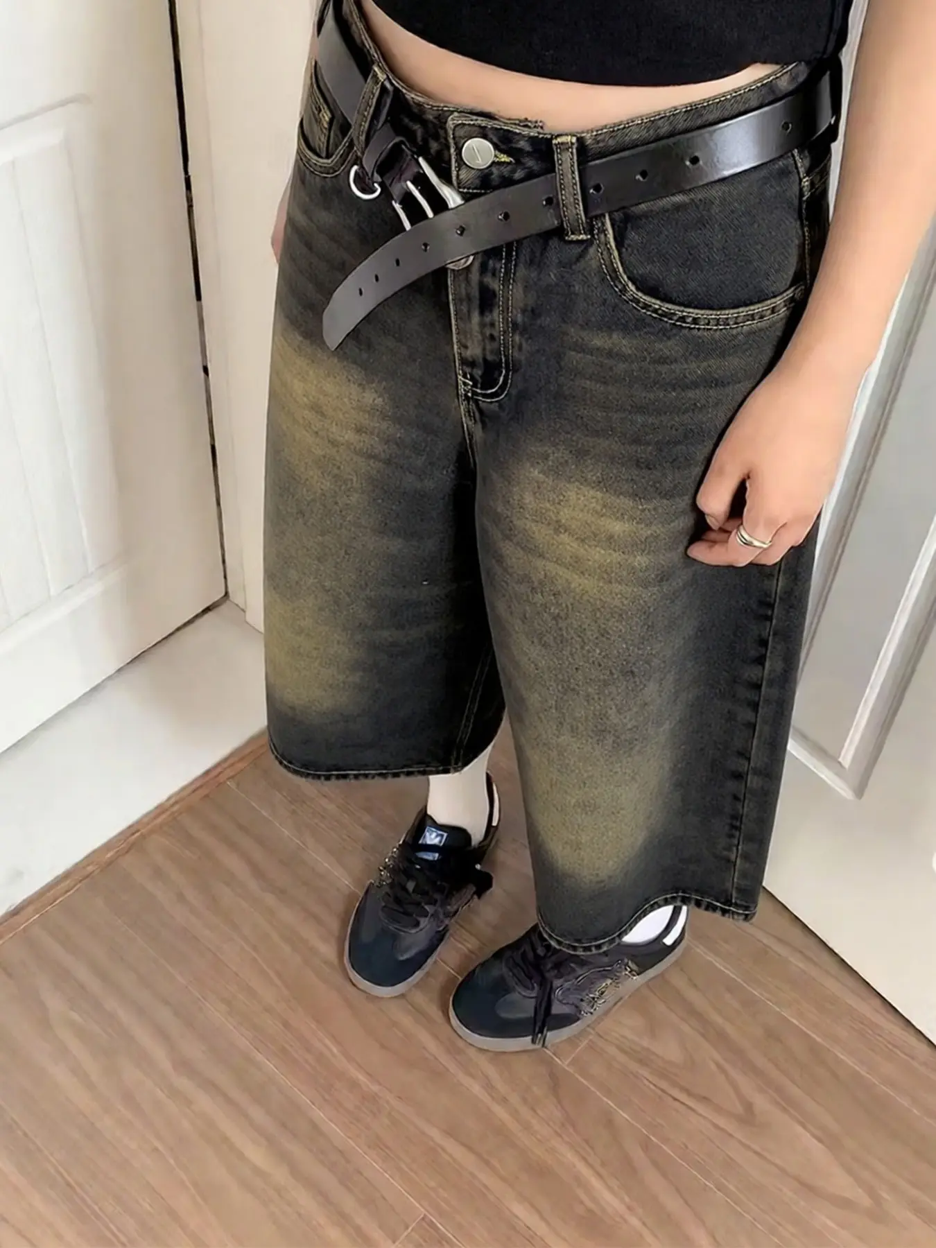 Summer Men's Wasteland Style Vintage Washed and Distressed Non-Stretch Loose Jeans, Y2K Street Casual Versatile Capri Jeans, Men's Loose Straight-Leg Denim Shorts, Suitable as a Gift for Boyfriend or Husband