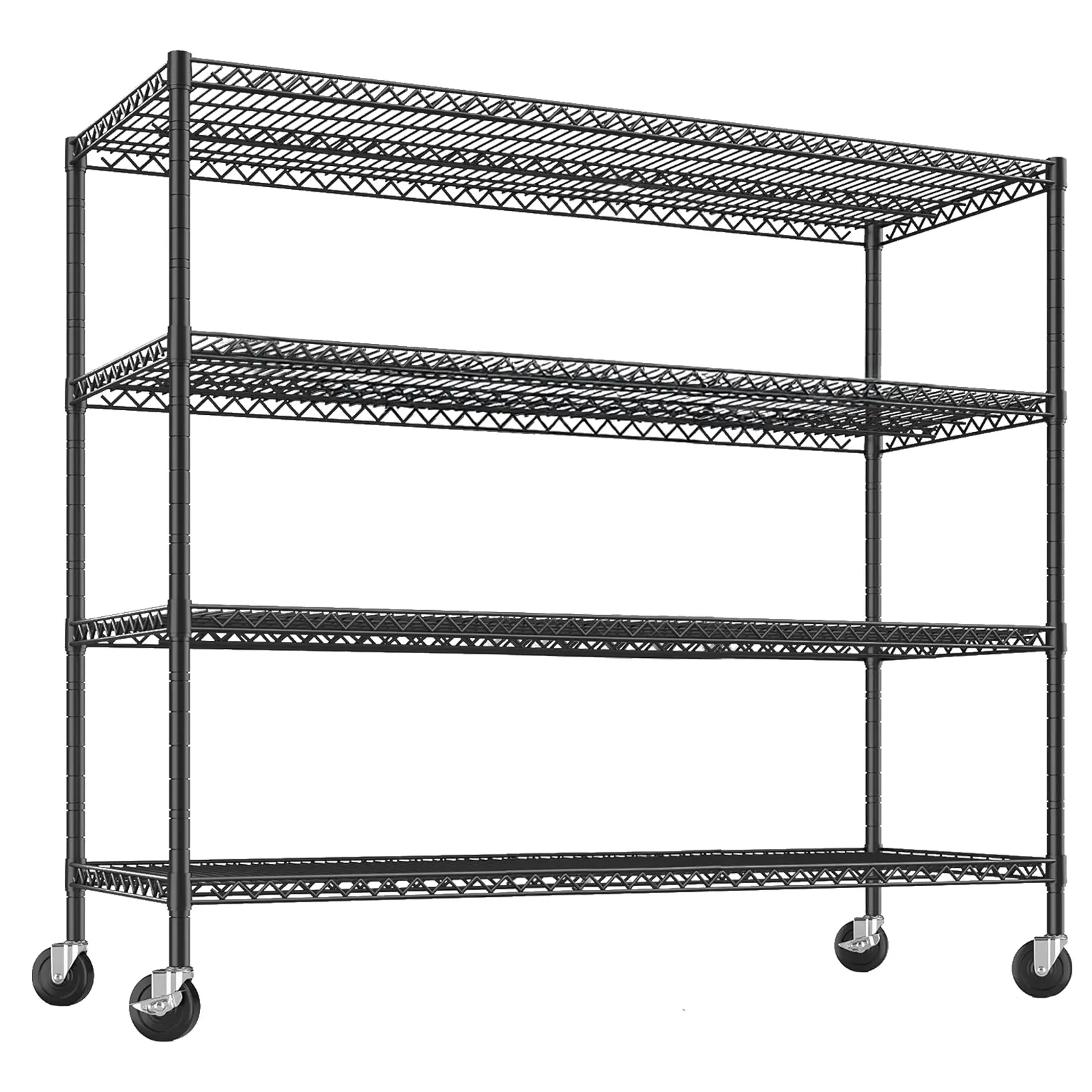 Garvee 2200 lb Heavy-Duty Wire Shelving Rack with Wheels, 4-Tier Adjustable Metal Storage Shelves, 56"W x 24"D x 75"H, for Garage Pantry Kitchen Warehouse Utility Room