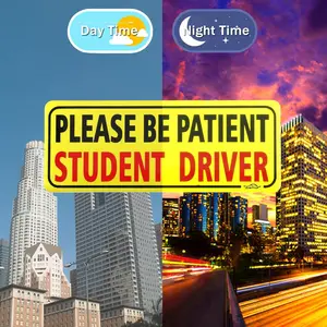 3pcs Student Driver Magnet for Car, Please Be Patient Student Driver, New Drivers Sticker Safety Warning, Magnetic Reflective Rookie Driver Bumper Sticker (Black&Red)