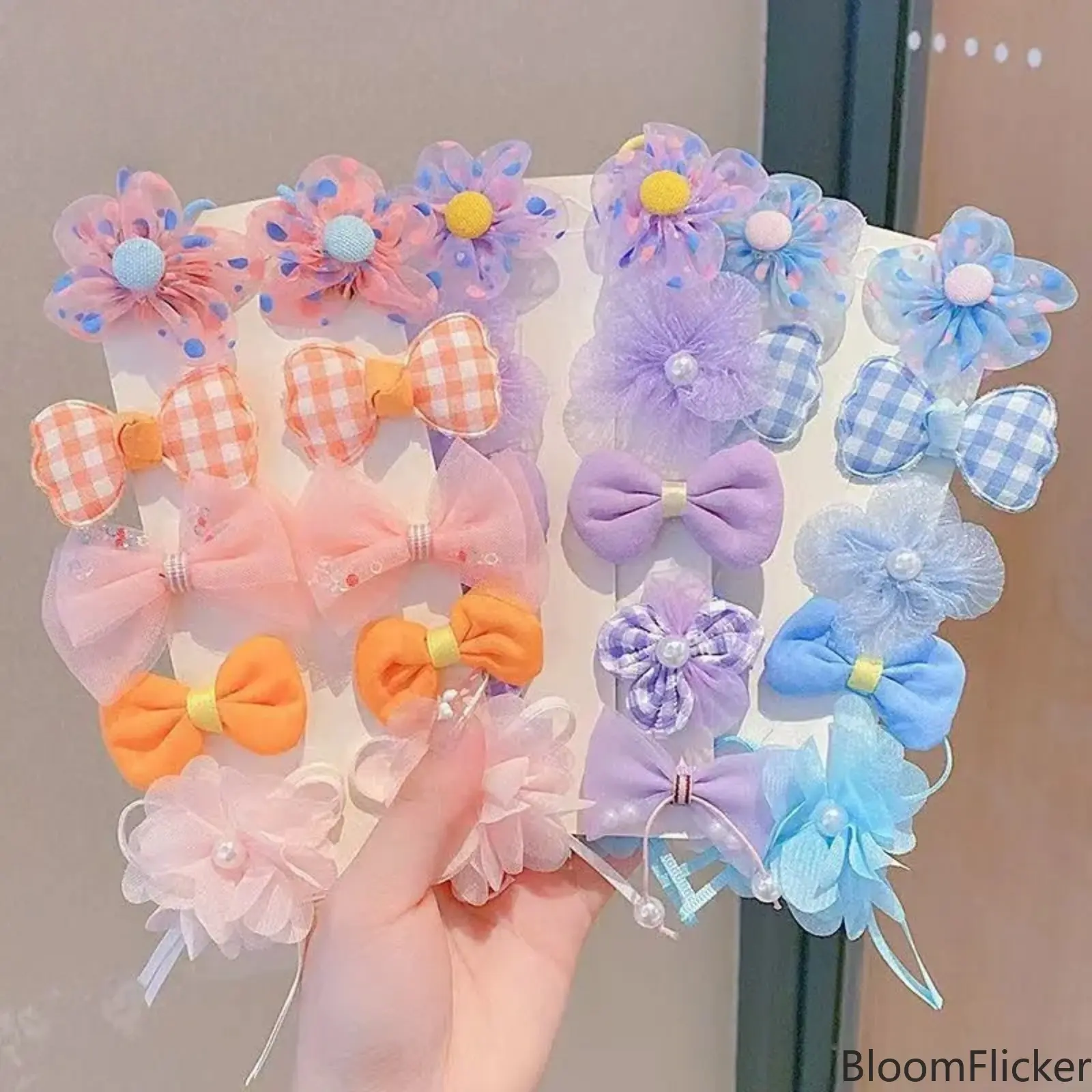 10 Pack Cute Floral & Plaid Bow Fabric BB Hair Clips, Gentle No-Pull Pastel Hair Grips, Sweet Assorted Decorative Hair Accessories For Daily Casual & Party Hairstyling