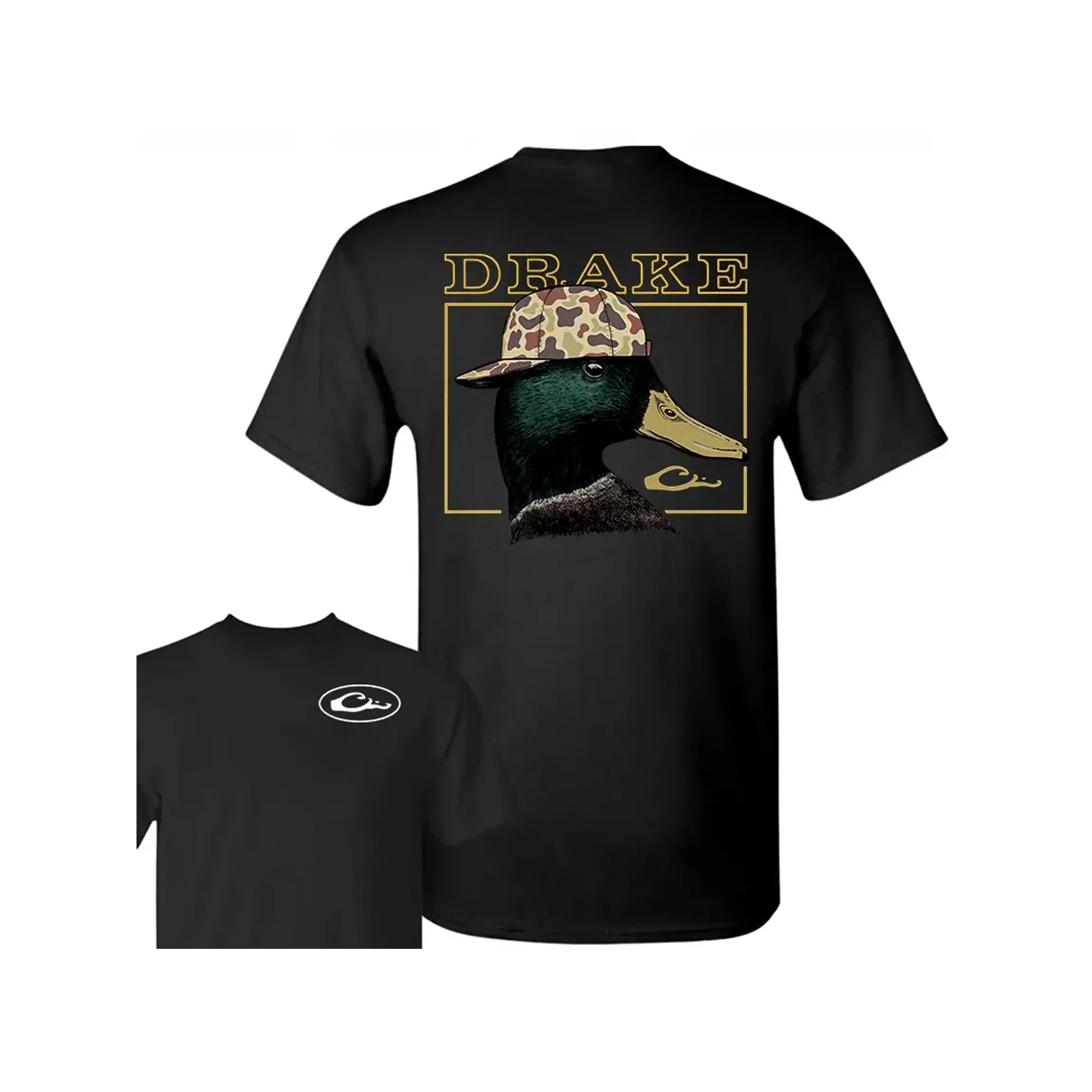 Cotton - Drake Waterfowl T-Shirt - Duck With Camo Hat Hunting , Outdoor Waterfowl Apparel , T-Shirt For Hunters , Classic Hunting Style Tee,shirts for men tees