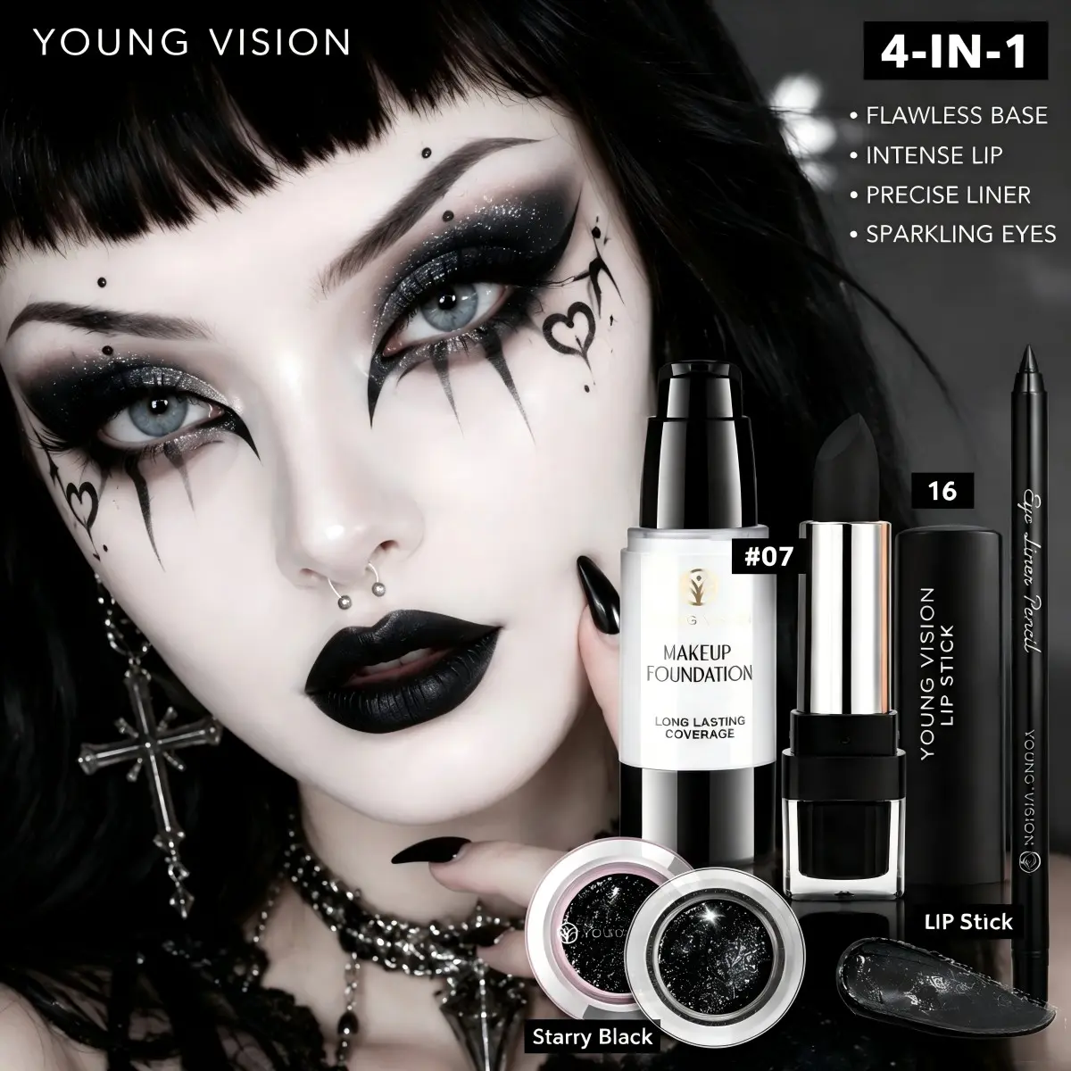 YOUNG VISION  Halloween Makeup Set, Easy to Use, Perfect for Cosplay, Comic Con, Holiday Parties, Creative Special Effects Makeup