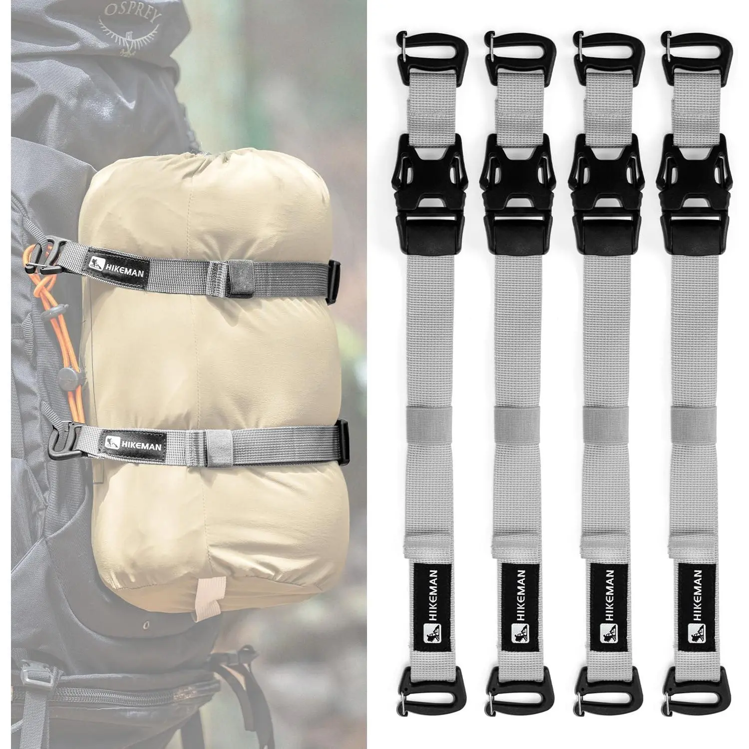 4-piece tactical system backpack straps and buckle set--adjustable, length 19.49inch, accessories for connecting the backpack