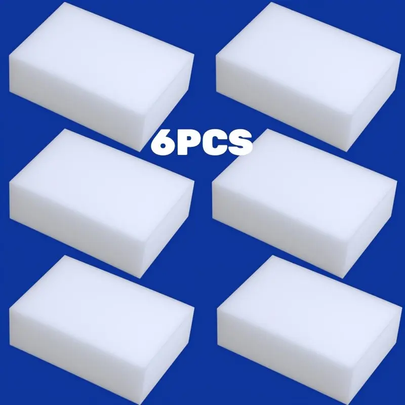 6pcs Magic Sponge Erasers Wholesale, Multi-Surface Home Cleaners, Non-Scratch Kitchen Dish Sponges, Ideal for Sink, Bathtub, Floor, Bathroom Cleaning Supplies, Hotel Use