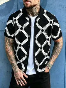 Rhombus Pattern Knit Sweater, Soft Breathable Fabric, Versatile Wear, Spring Fall Streetwear, Men's Casual Pullover