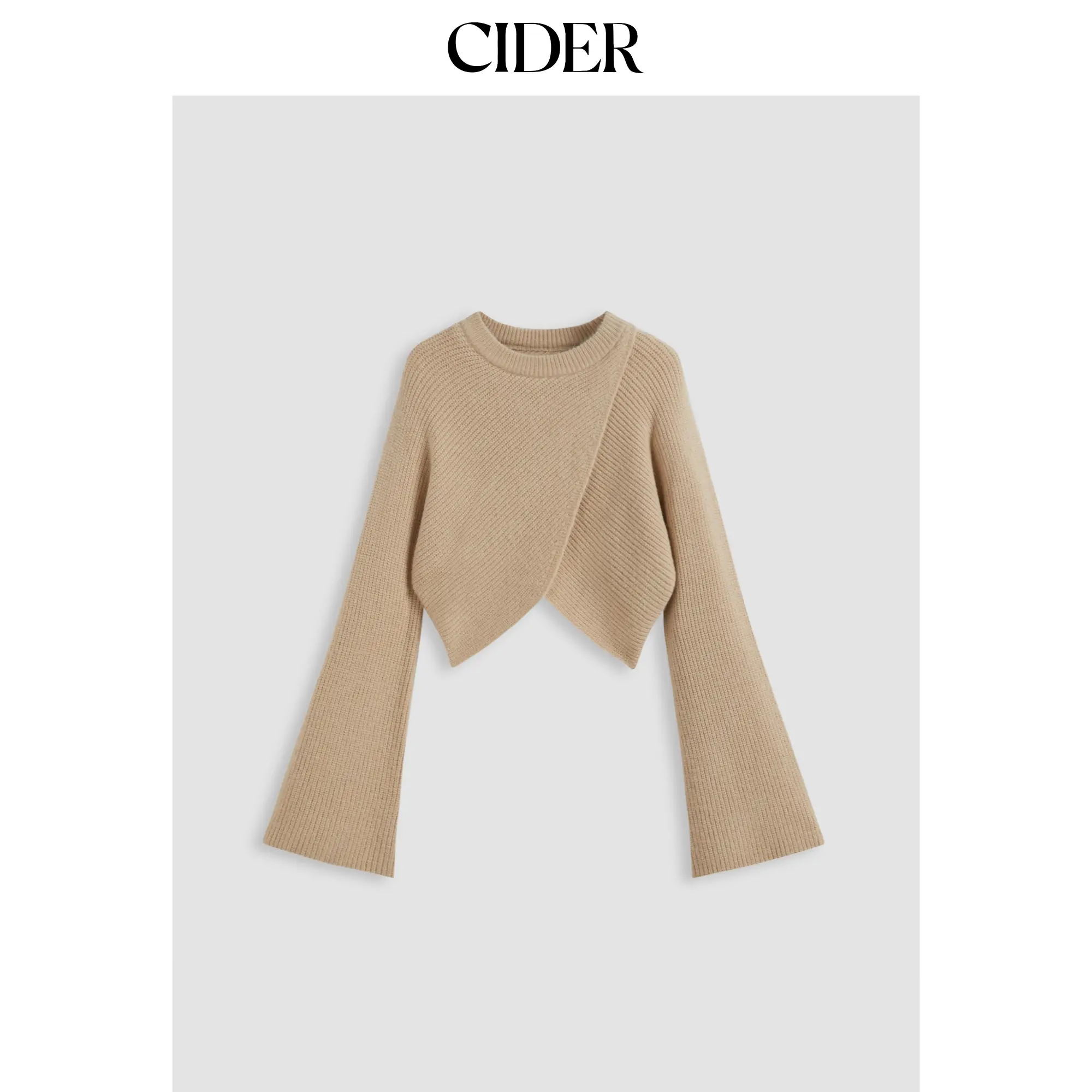 Cider [3 colors, size 2-26] Knit Round Neckline Solid Crop Sweater