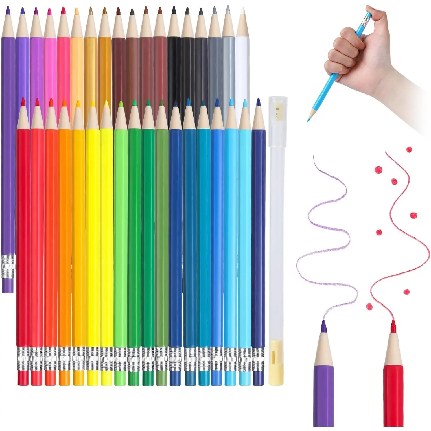Colored Mechanical Pencils 36 Count, No Sharpening Colored Pencils for Adult Coloring, Smooth Soft Creamy Core Color Pencil Set,    Color Pencils for drawing shading layering