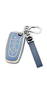 for Ford Key Fob Cover with Keychain,Key Fob Cover Case Shell for Ford Explorer Fusion Escape Edge Expedition F150 F250 F350 F450 F550 Maverick Mustang 3/4/5 Buttons Smart Key (Black)