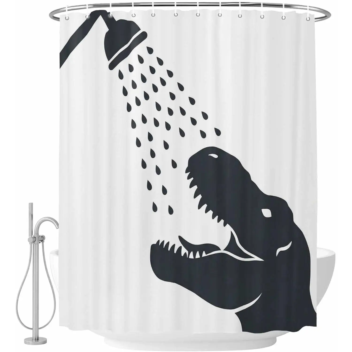 Funny Dinosaur Shower Curtain 72"W x 72"L Humorous T-Rex Silhouette Waterproof Fabric Shower Curtains for Bathroom Machine Washable Bath Curtains with Grommets Decorative Bathroom Accessories
