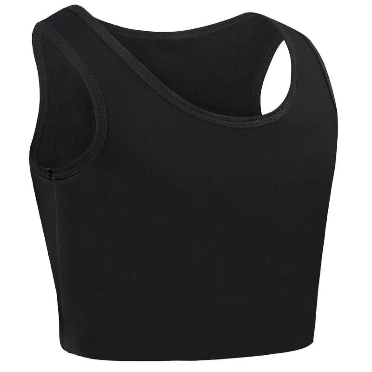 CuteStreet EVA FTM Transgender Tomboy Chest Binder, Sleeveless Sports Vest, Elastic Breathable Black Tank Top with Pull-On Closure, Minimalist Notched Neck Basic Casual Women's Wear, Solid