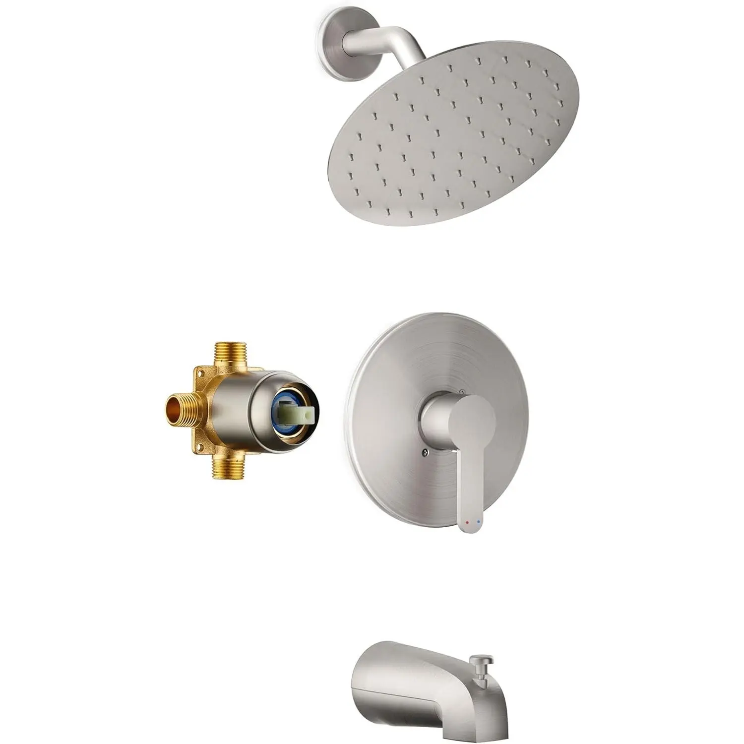 Tub Shower Faucet Set, 8" Rain Shower  & Spout, Matte Black