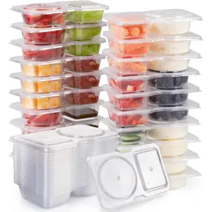 Double Compartment Snack Containers 20/40Pcs, Reusable Leakproof Snackle Box, BPA-Free Lunch Containers for Kids School Camping Party Meal Prep
