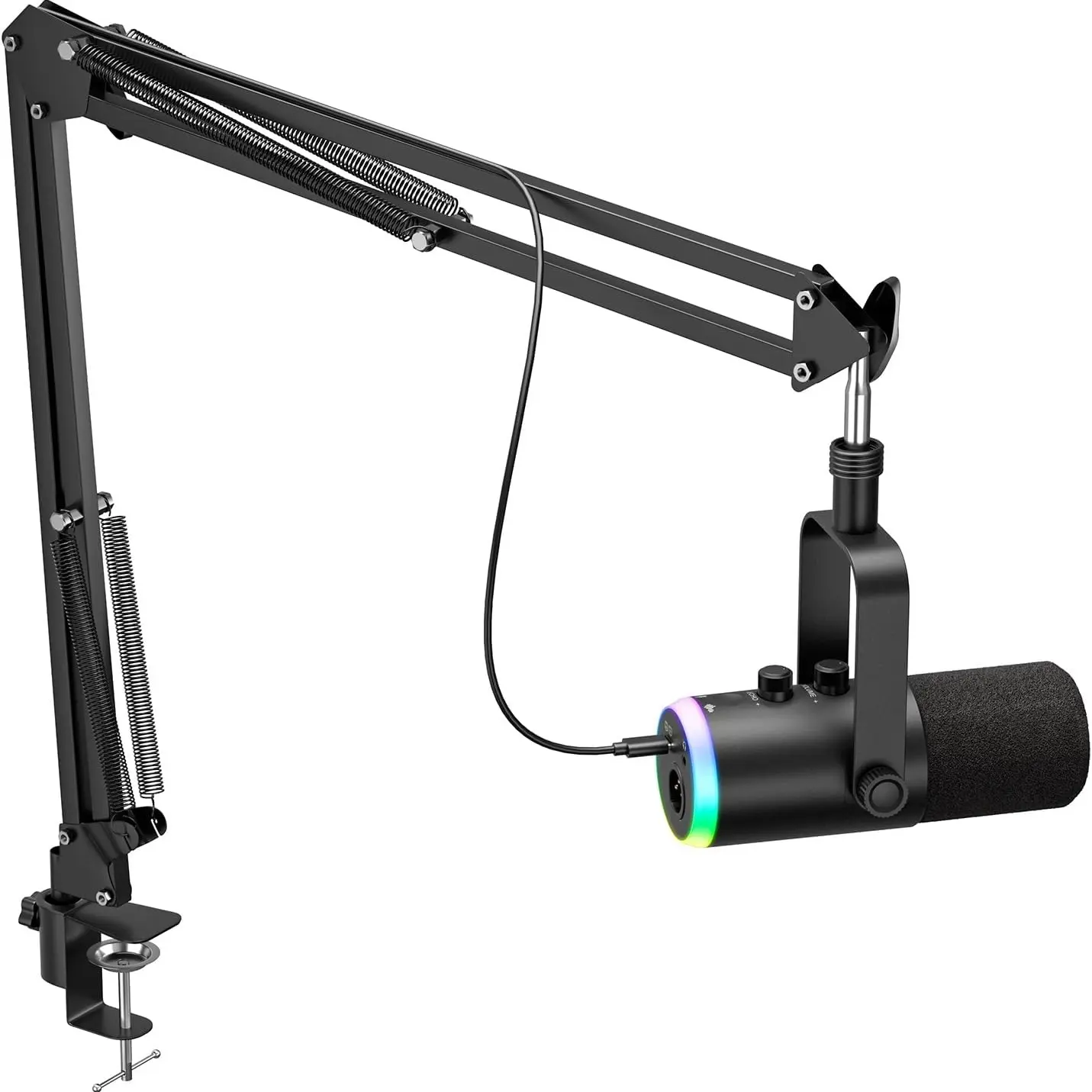 Dynamic Gaming Microphone | USB/XLR Dual Mode | RGB Adjustable Boom Arm Mic Kit with One‑Touch Mute, Headphone Monitor, Gain Control | for Streaming, Podcast, PC, PS4/PS5, Recording, Desktop Audio Mic