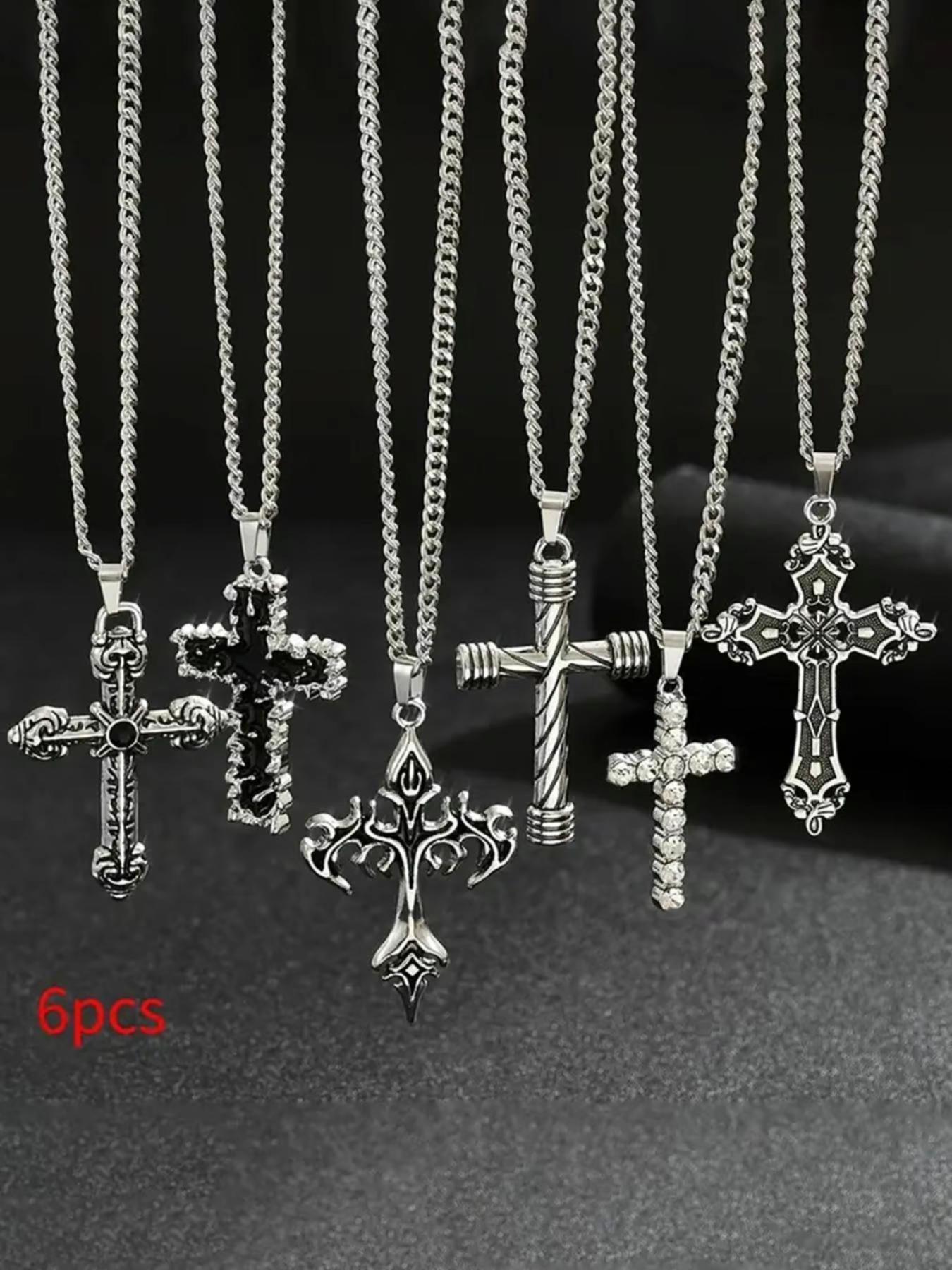 Men's Vintage Cross Pendant Necklace Set, Coptic Cross Necklace, Stainless Steel Jewelry for Party, Daily Clothing Decor, Trendy All-match & Exquisite Jewelry for Birthday Gift, Cross Necklaces