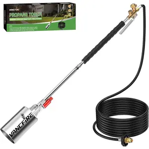 Propane Torch Weed Burner Kit,Heavy Duty Blow Torch with Turbo Trigger & 10FT Hose,Flamethrower with Self Ignitor for Weeding,Roofing,Ice Snow Melting,BBQ(34")