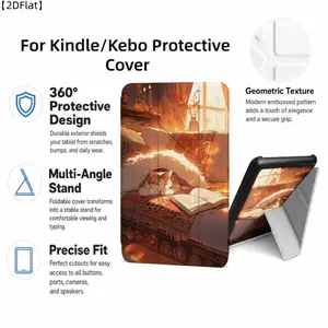 For Kindle/Kobo/Tolino Case, with stand Sunset Room Cat Book Light for New Kindle 11Th 2019, for Kindle 11th Generation Case for Kindle 11Th (2022/2024), 6-Inch, 7-Inch Kindle Paperwhite 12Th Generation 2024 Vision Color (2024) /Vision 6 (2021）/Shine Colo