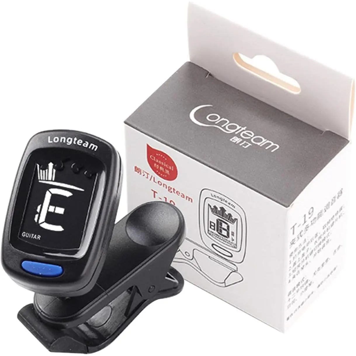 ® Clip  Guitar Tuner For  Instruments, Ukulele, Guitar, Bass, Mandolin, Violin, Banjo, LCD Display, 360  Rotating,  & Accurate (black)