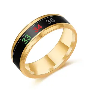 Stainless Steel Temperature Ring Cross-Border Body Temperature Smart Thermochromic Titanium Steel Ring Jewelry Wholesale Smart Ring