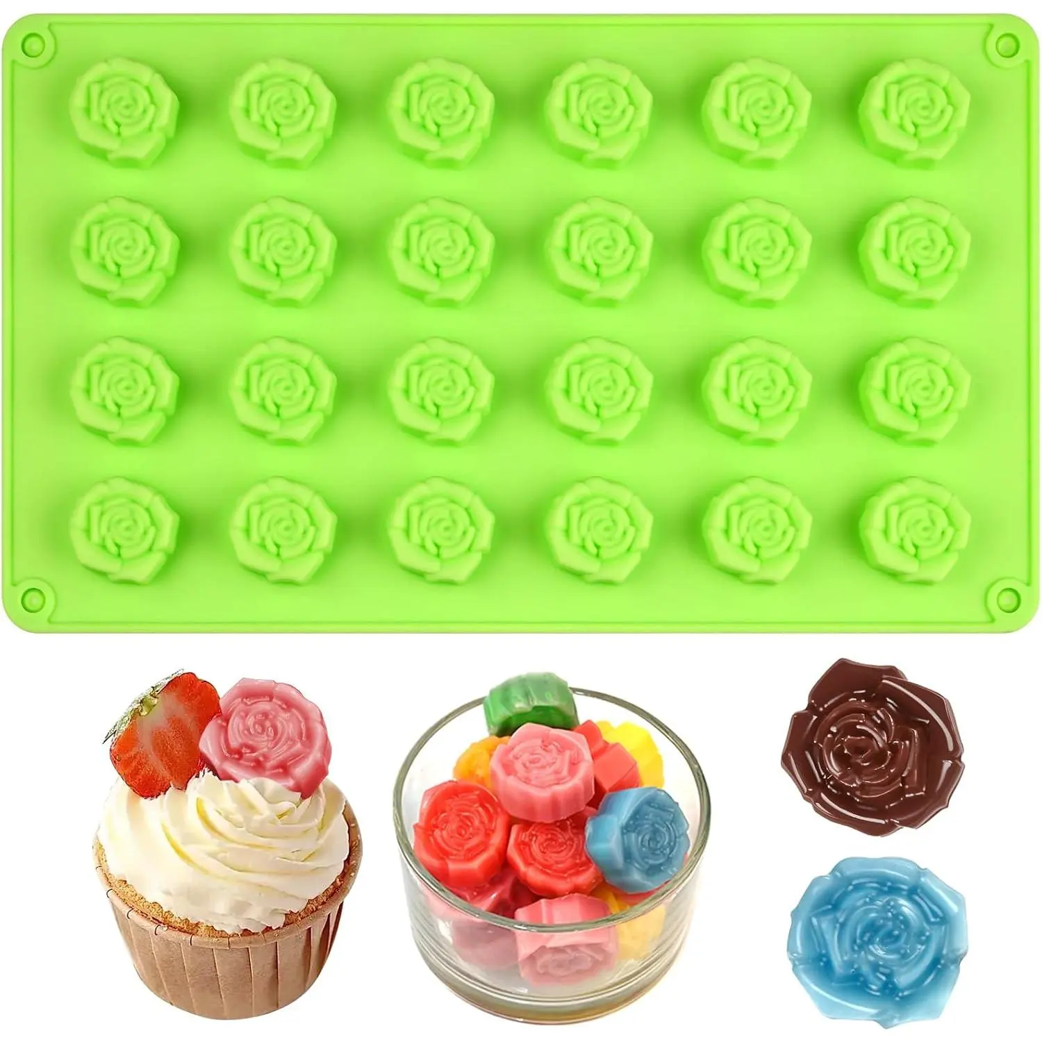 24-Cavity Silicone Rose Mold