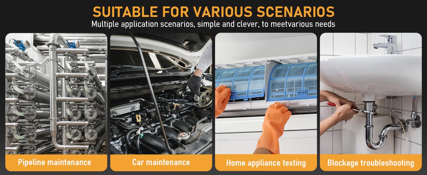 Two-Way Articulating Borescope Camera with Light, Industrial Endoscope Inspection Camera with Light, 0.24in Articulated Probe, 5FT Flexible Snake Scope for Wall Automotive Engine Plumbing HVAC Inspect