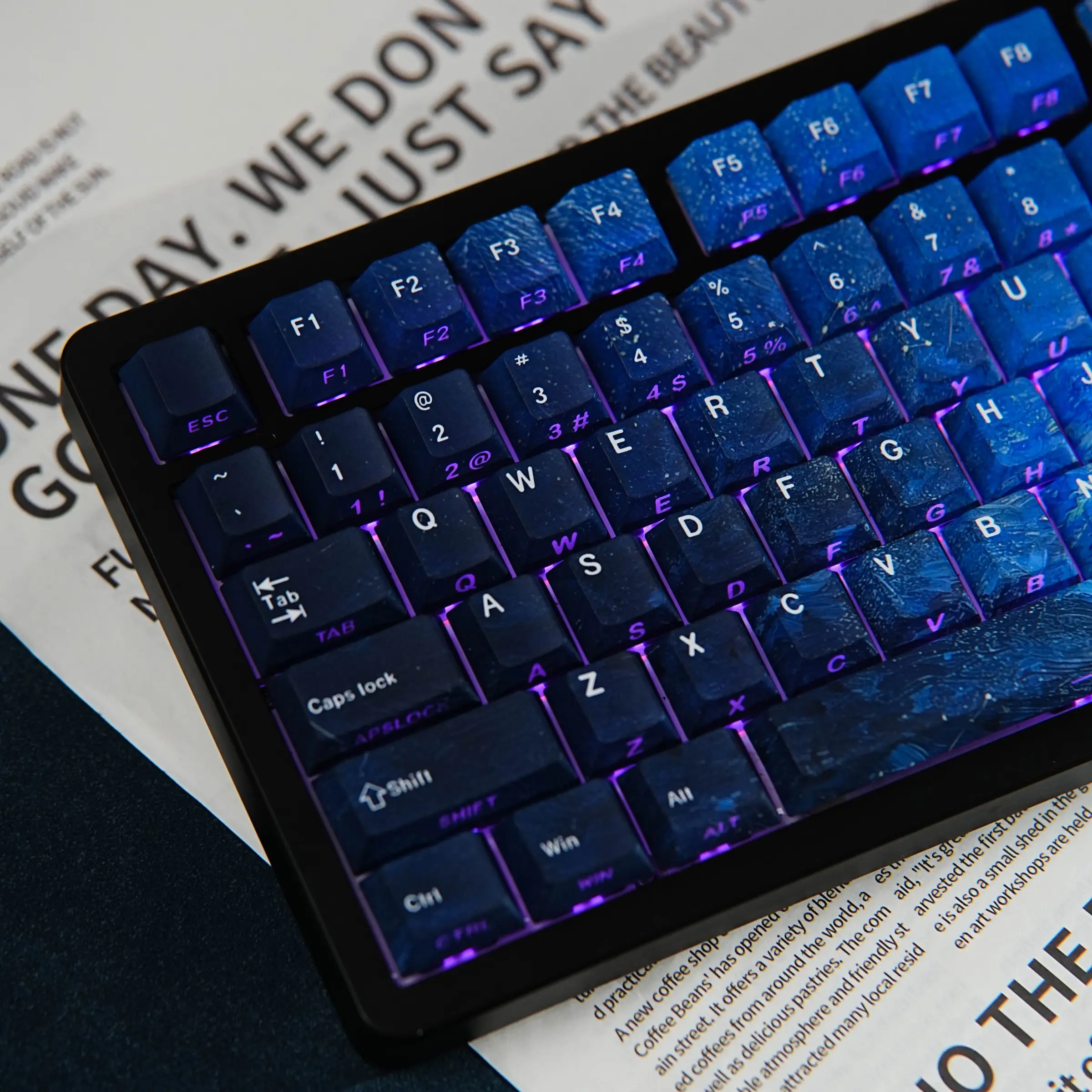 Seafloor Keycaps 131 Keys PBT Cherry Profile Side-lighted South-facing 5 Dye-Sub Big Set Suitable for Mechanical Keyboard Blue ocean keycap