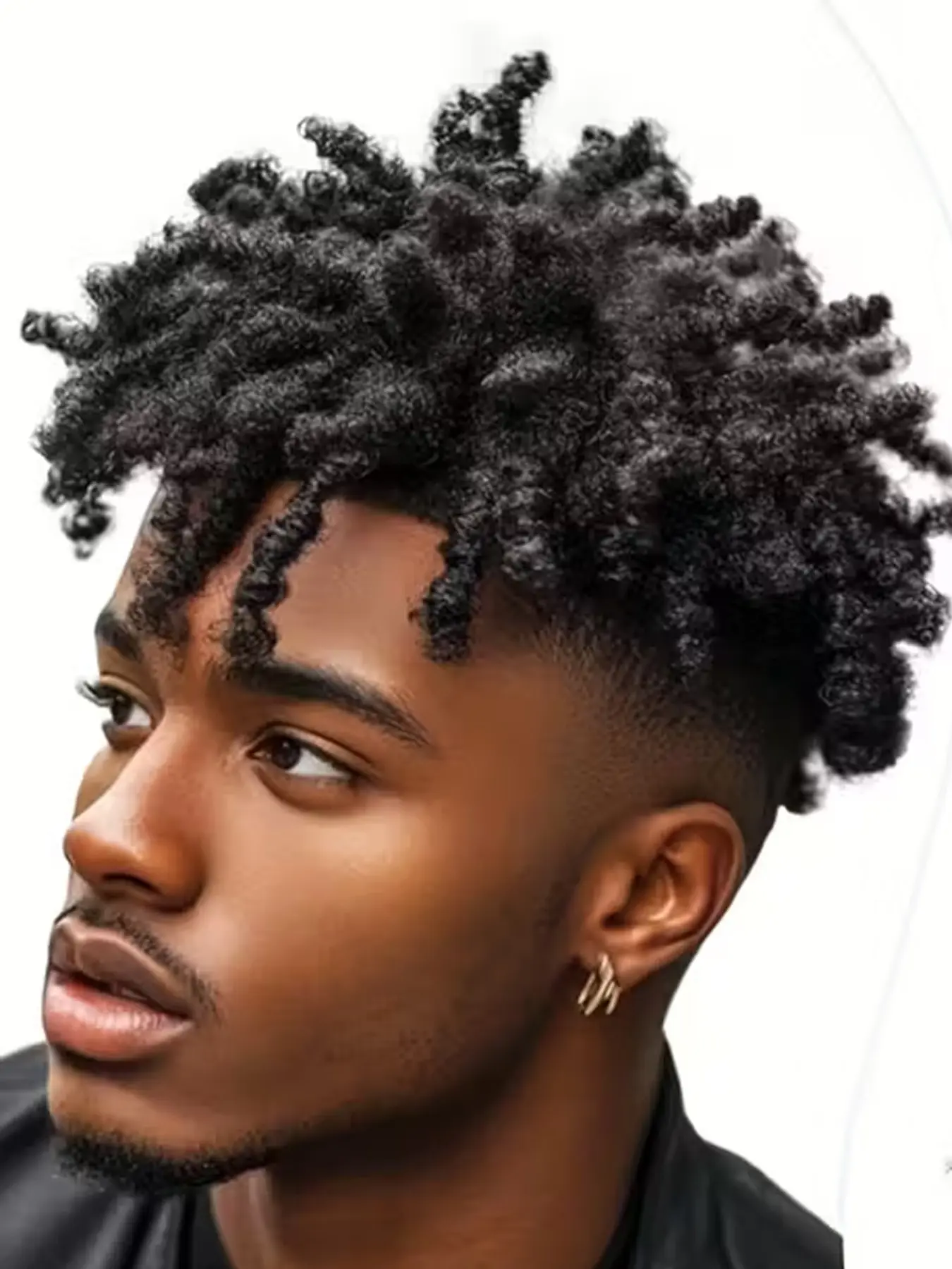 Men's Short Afro Kinky Curly Curly Dreadlock Hair Topper, Fluffy Braided Hairpiece, Clip-In Wiglet, Synthetic Soft Hair Full Hair Toupee for All Seasons