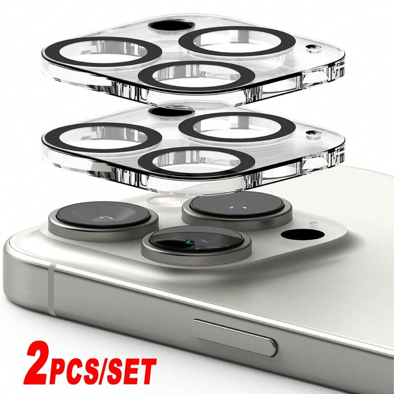 2 Pcs Camera Lens Glass Protection, Cover, Protector, For iPhone 16 Pro Max/Pro/Plus/16/15 Pro Max/Pro/Plus/15/14 Pro Max/Pro/Plus/14/13 Pro Max/Pro/13/12 Pro Max/Pro/12/11 Series, Anti-scratch