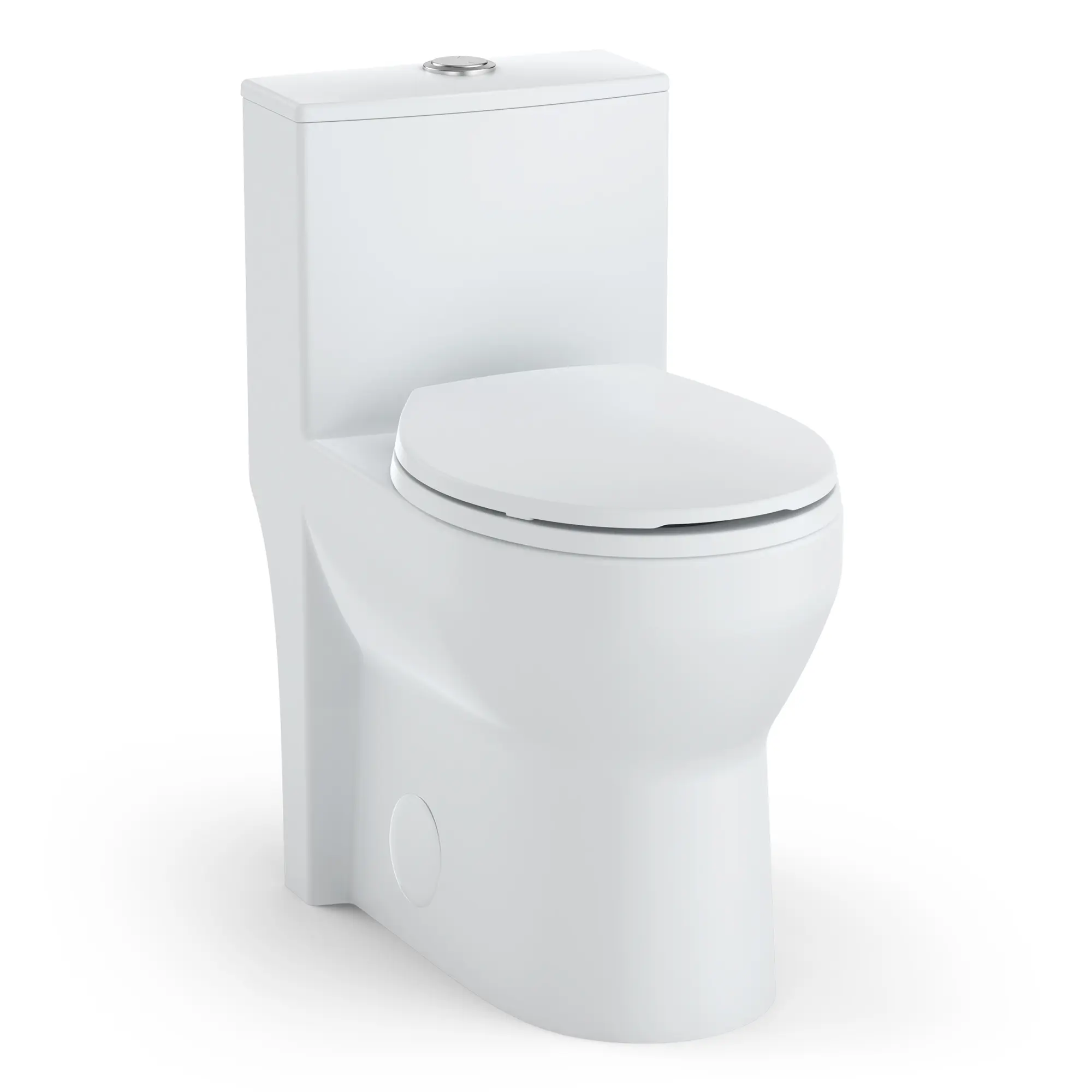 One-Piece Toilet - Compact Modern Round Bowl - Dual Flush - Soft Close PP Seat - Easy Install and Clean