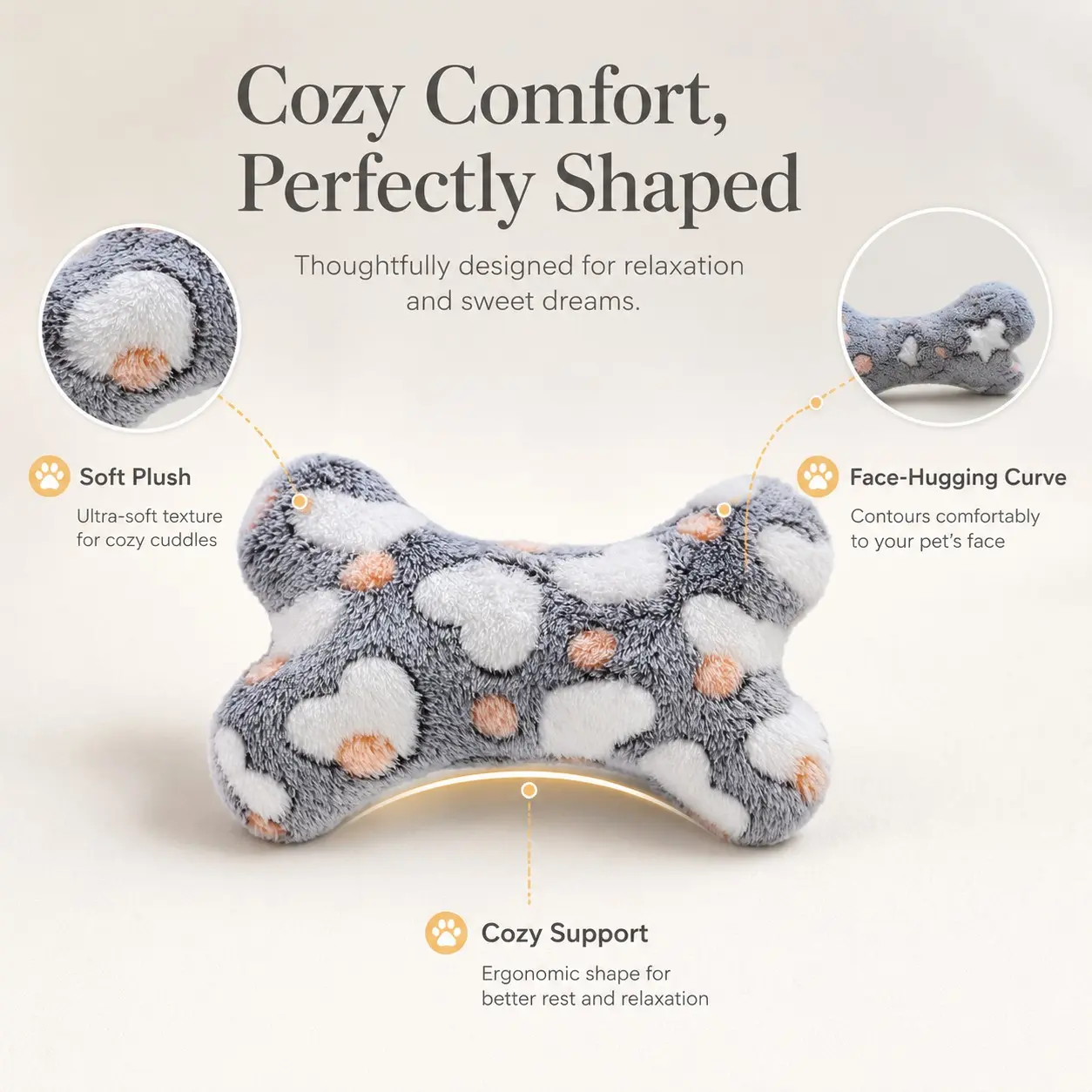 Washable Flannel Pet Pillow for Cats & Dogs, Soft Comfort Cushion for Better Sleep, Home