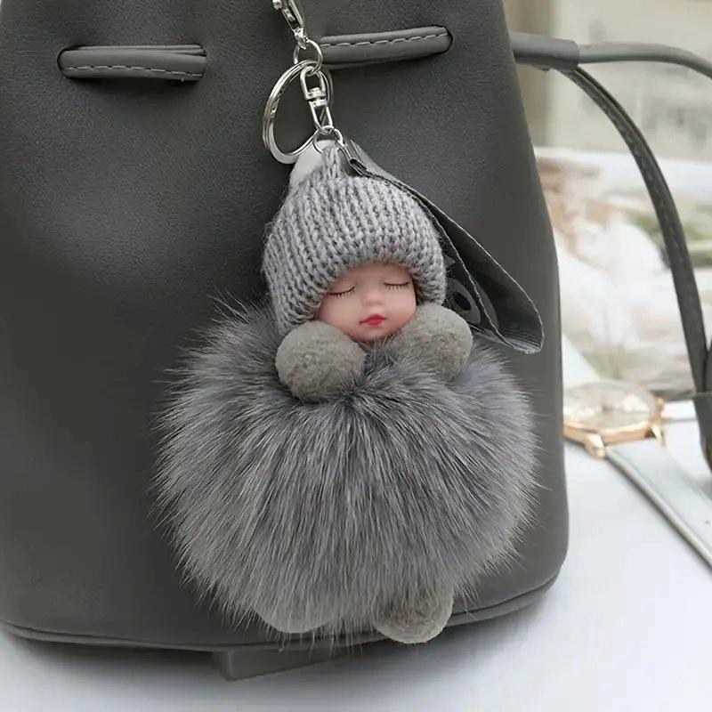 Cute Plush Doll Keychain, Keychain for Bags, 5 Counts Plush Doll Decoration, Plush Doll Pendant for Car Interior Decoration, Car Interior Accessories for Women & Girls