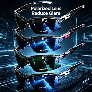 4 Pack Polarized Rimless Sports Sunglasses for Men and Women, Oversized Square Cat Eye UV Protection Eyewear for Driving Fishing and Travel
