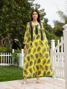 Traditional Style Embroidered Mesh Kaftan Dress for Women, Long Sleeve Maxi Dress, Elegant Middle Eastern Fashion, Perfect for Special Occasions