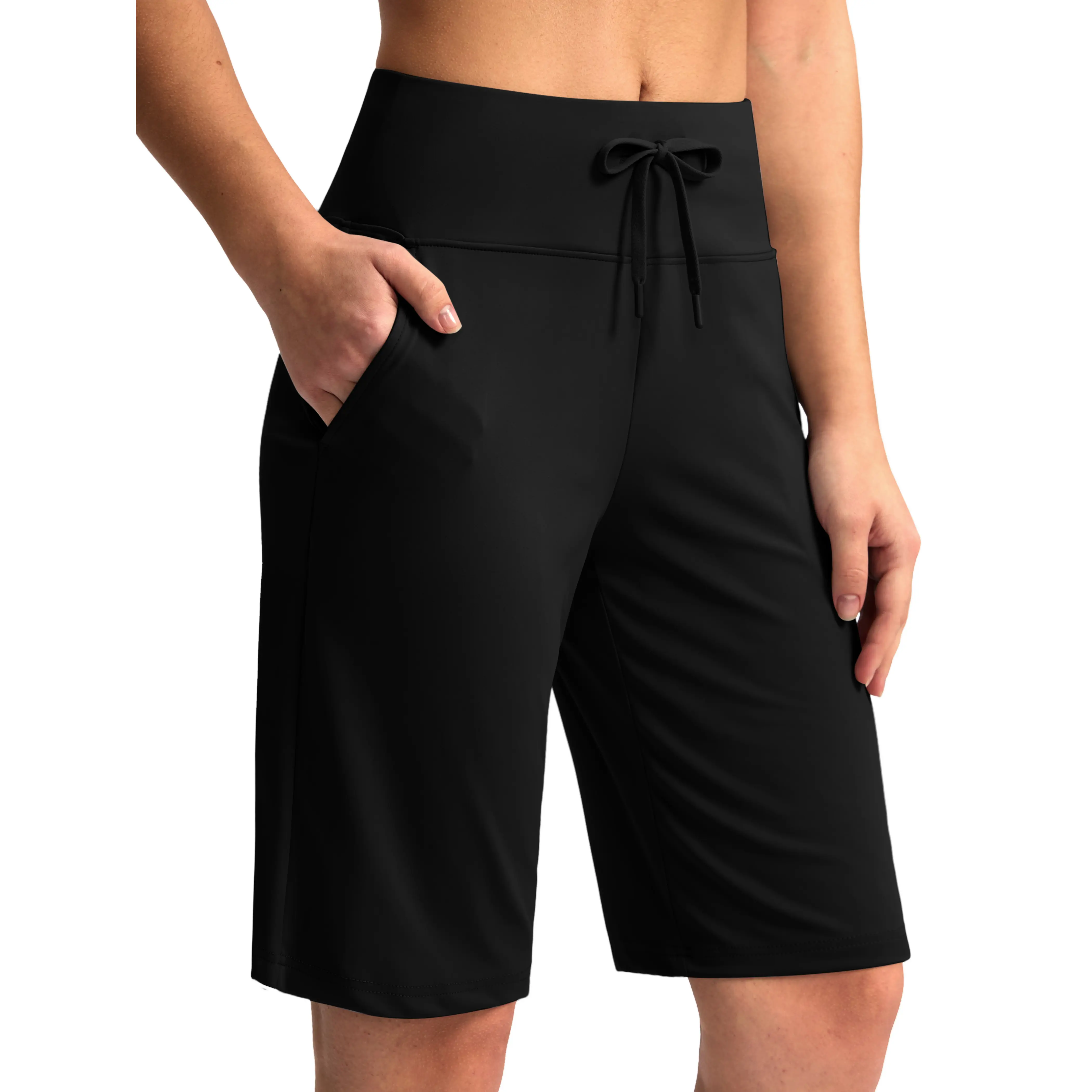 G Gradual Women's 11" Knee-Length Stretch Bermuda Shorts with Pockets, Comfy Drawstring, Fitness for Everyone, Summer Casual Walking Sports Shorts, Sporty Chic, Athleisure Casual Shorts, Lightweight Workout Shorts