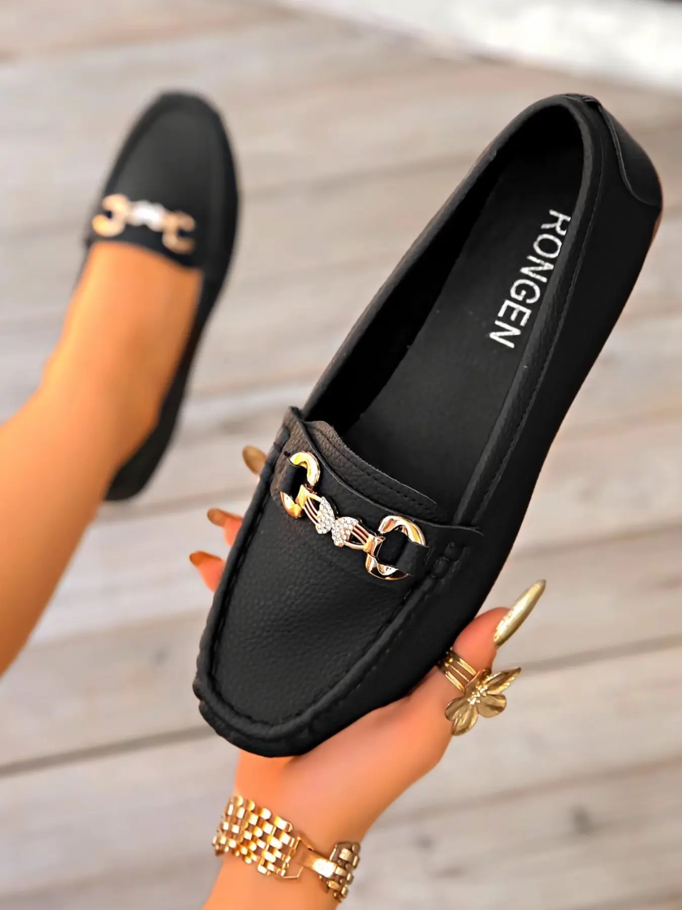 Women's Leopard Print Rhinestone Horsebit Loafers, Round Toe Wide Fit Spring Fall Commuter Shoes, Slip-On Flat Casual Footwear